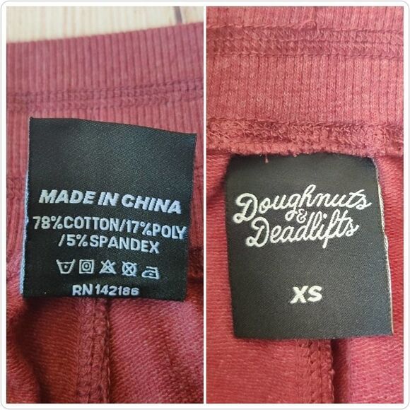 Doughnuts & Deadlifts burgundy raw hem casual shorts sz XS - Picture 9 of 9